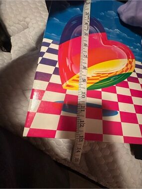 Lisa Frank Rainbow Heart Poster with Pink Checkerboard